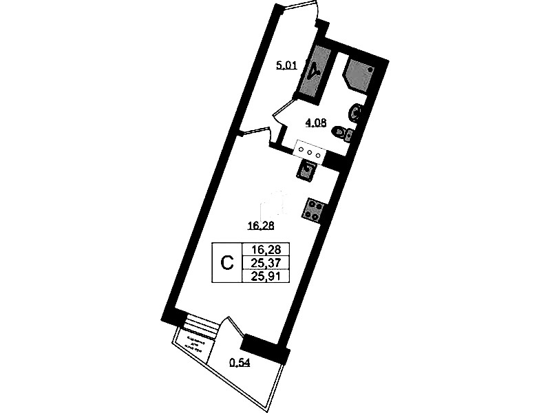 Квартира студия 25.91 м², 5/11 эт., ЖК «VEREN NORT Сертолово»